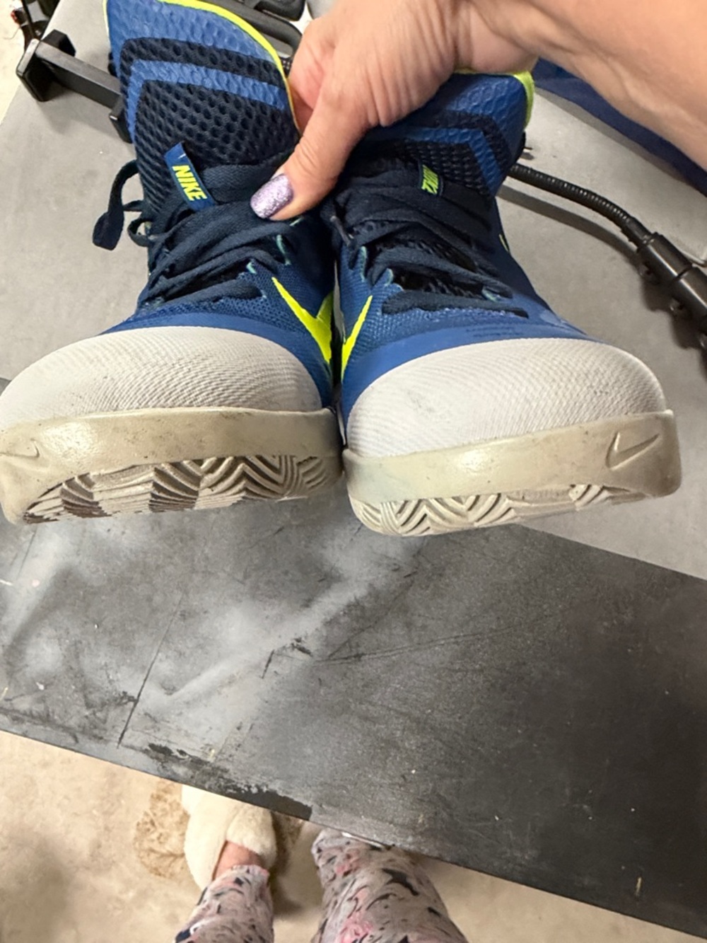 Nike Blue and Neon Yellow High-Top Basketball Shoes - Picture 9 of 9